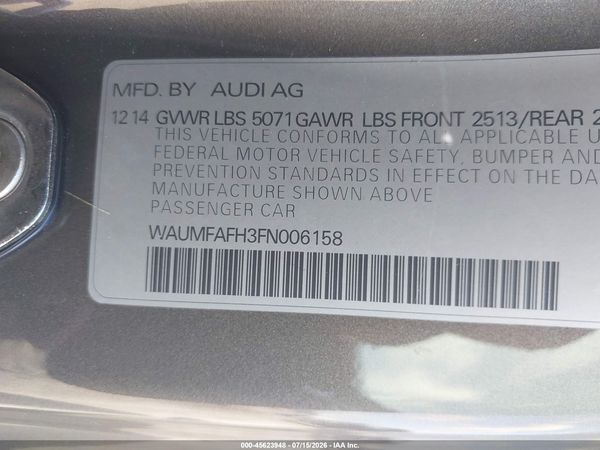 2015 AUDI A5 2.0T PREMIUM