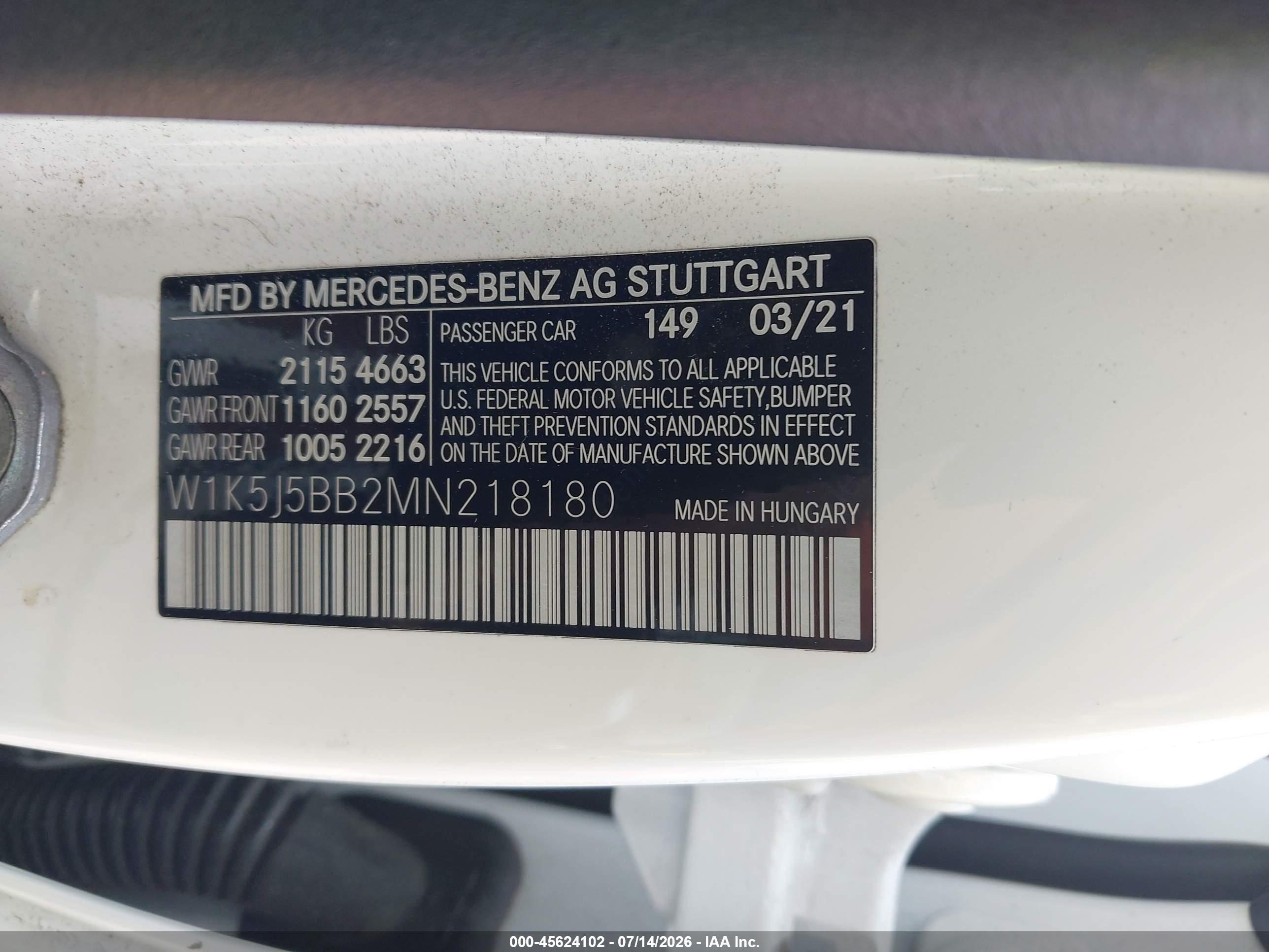 2021 MERCEDES-BENZ AMG CLA 35 4MATIC