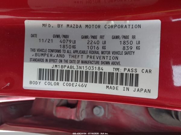 2022 MAZDA MAZDA3 SELECT