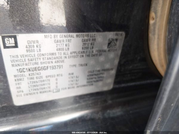 2016 CHEVROLET SILVERADO 2500HD WORK TRUCK — I9