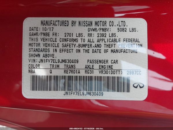 2018 INFINITI Q60 3.0T RED SPORT 400