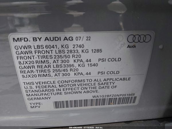 2022 AUDI Q4 E-TRON PREMIUM 50 QUATTRO