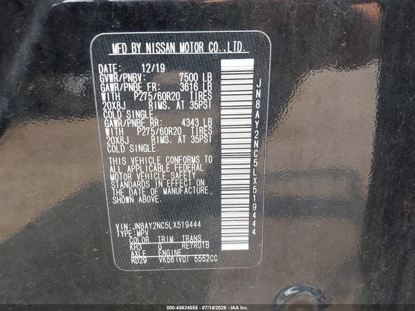2020 NISSAN ARMADA SL 4WD