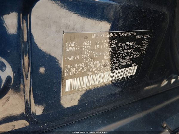 2018 SUBARU OUTBACK 2.5I LIMITED — I9
