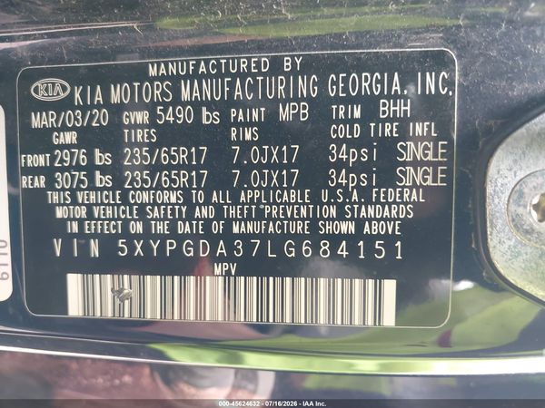 2020 KIA SORENTO 2.4L LX