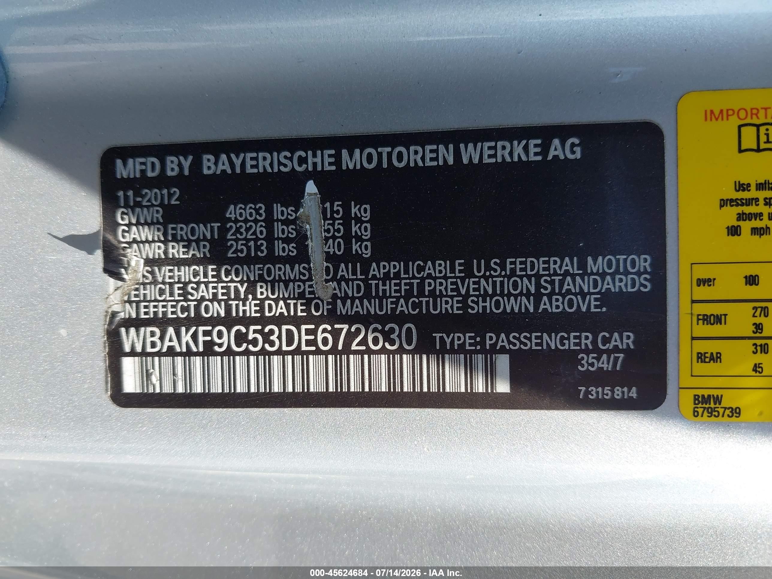 2013 BMW 335I XDRIVE