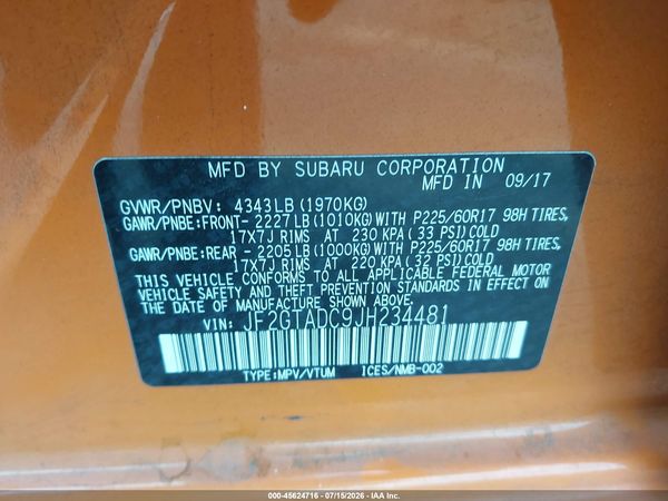 2018 SUBARU CROSSTREK 2.0I PREMIUM