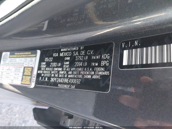 2022 KIA FORTE LXS