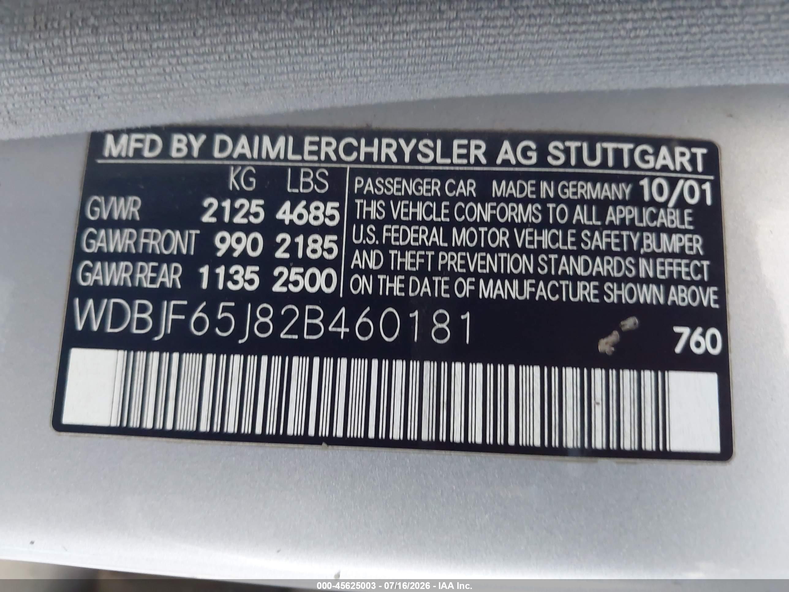 2002 MERCEDES-BENZ E E320