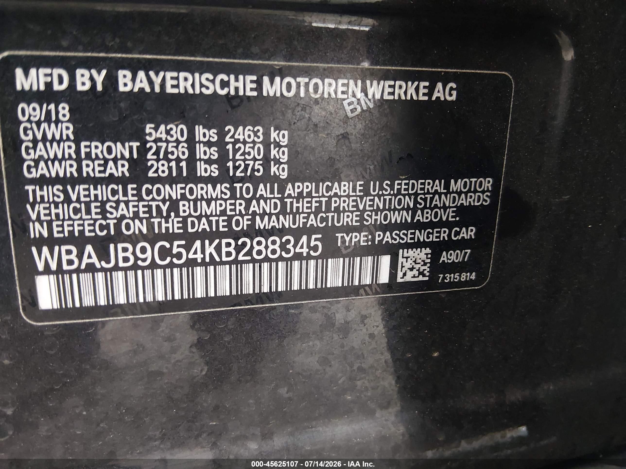 2019 BMW M550I XDRIVE