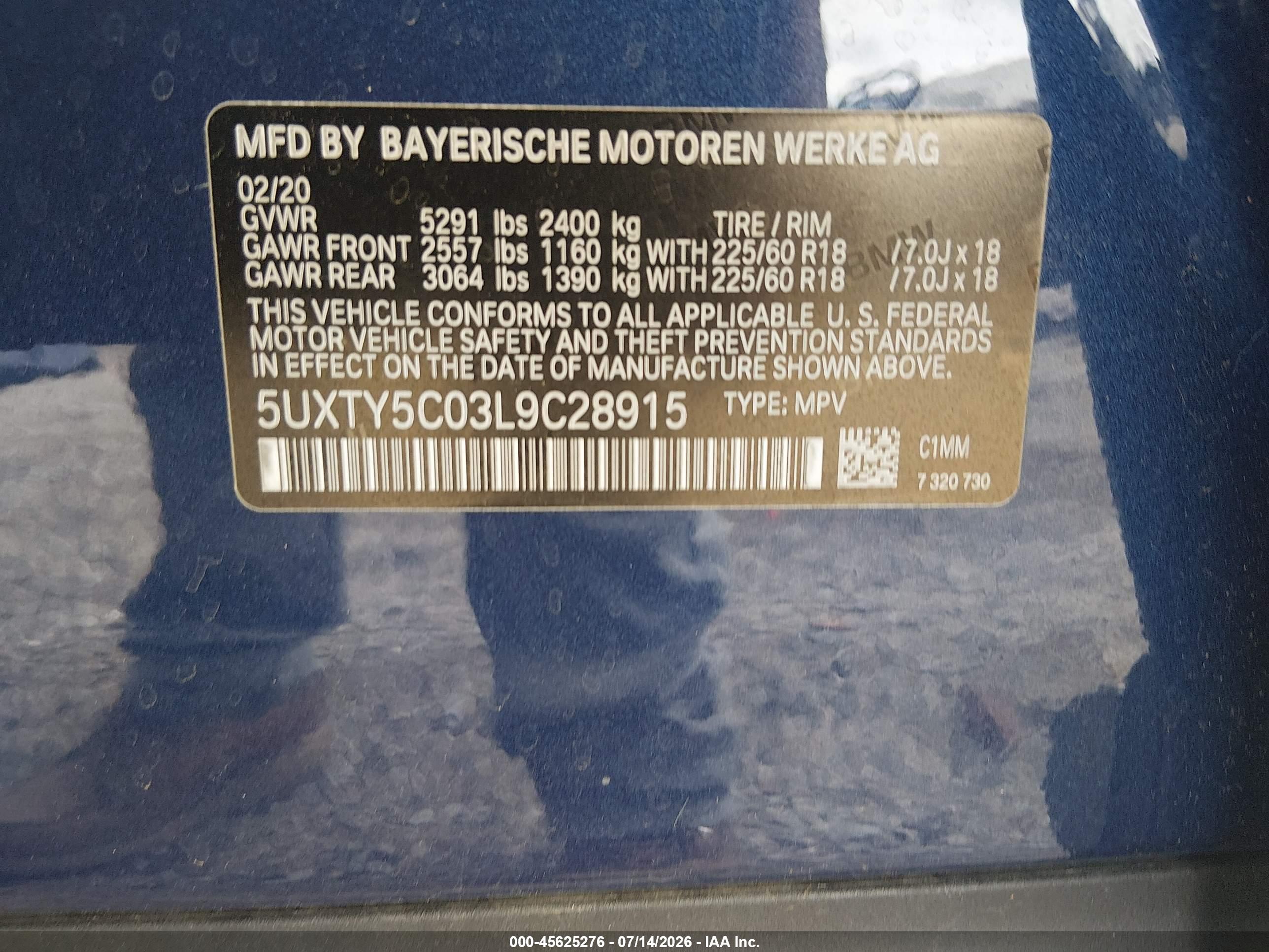 2020 BMW X3 XDRIVE30I