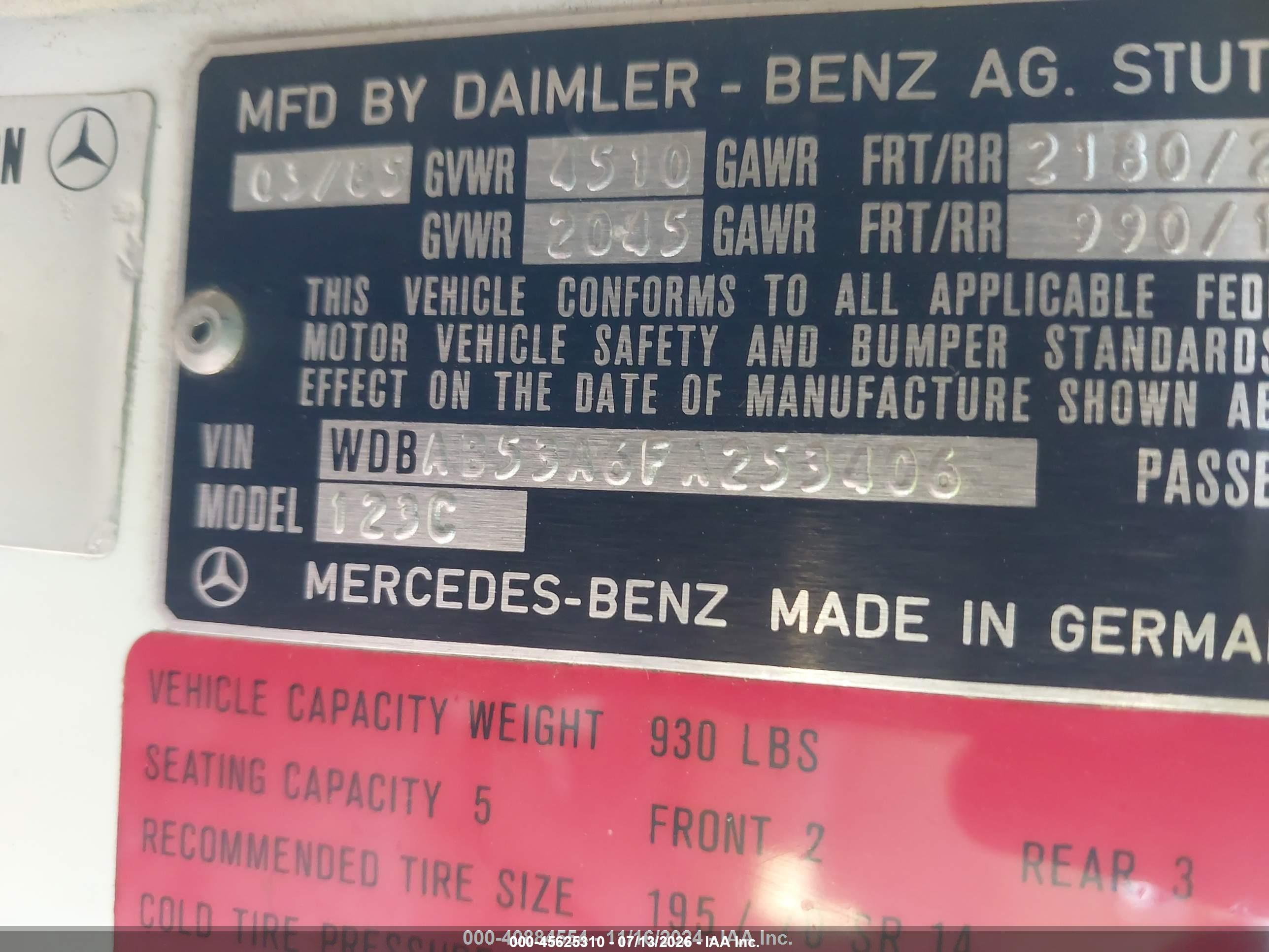1985 MERCEDES-BENZ 300 300CDT