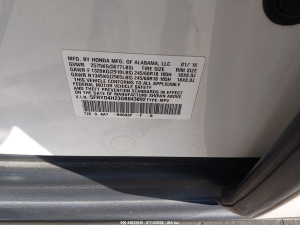 2016 ACURA MDX ACURAWATCH PLUS PACKAGE