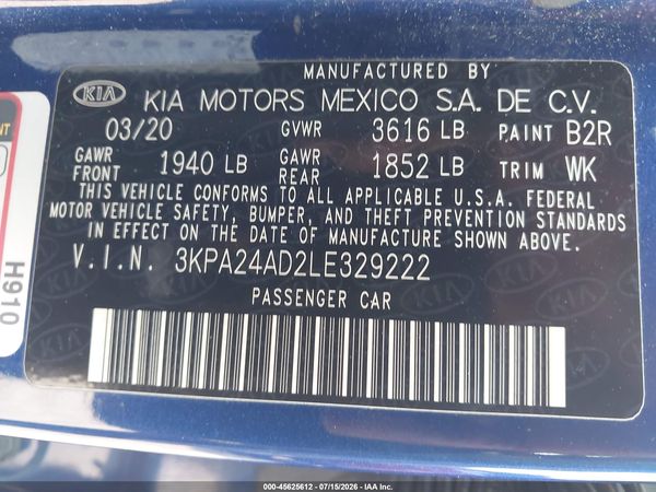 2020 KIA RIO S