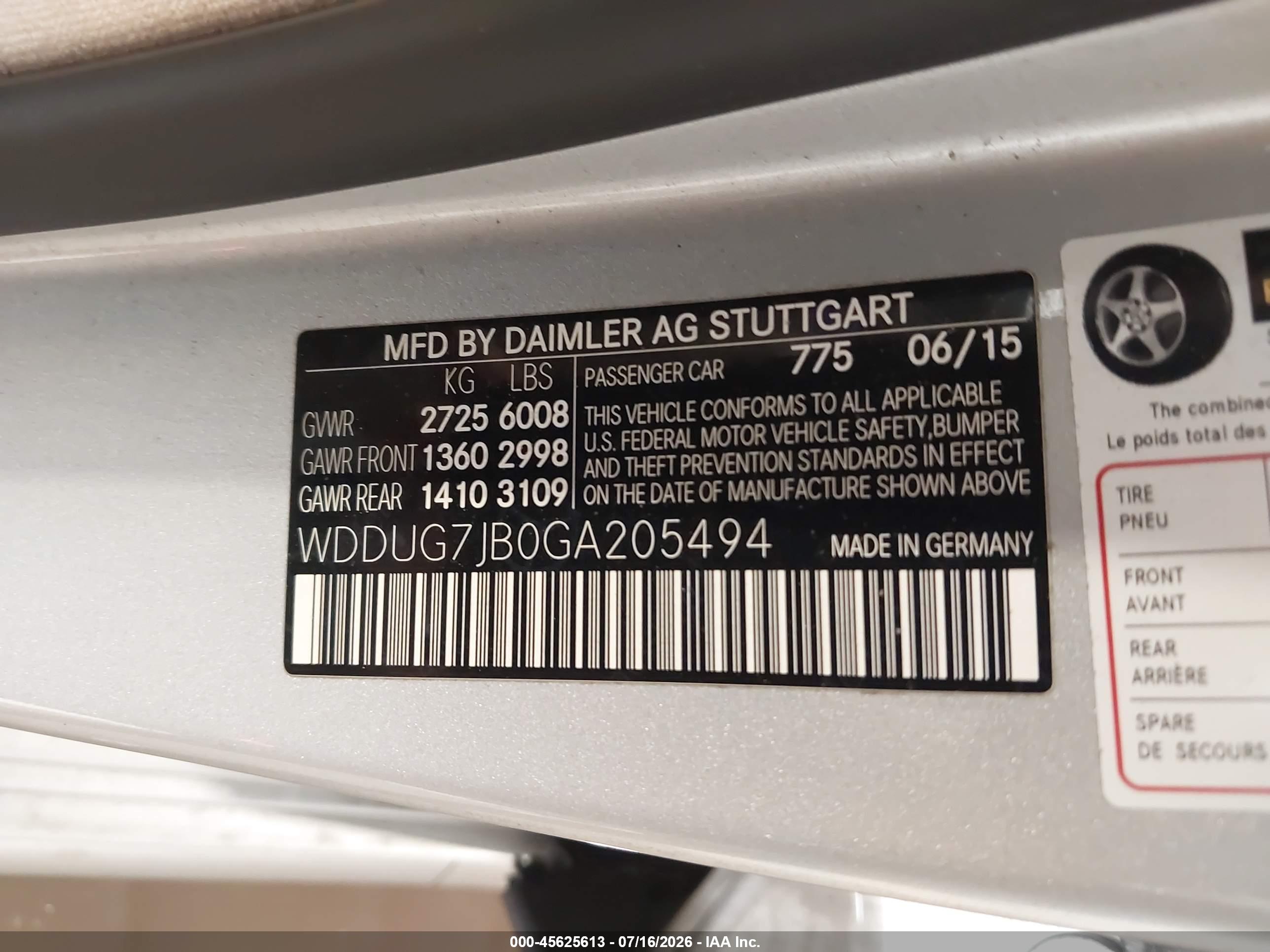 2016 MERCEDES-BENZ AMG S 63 4MATIC