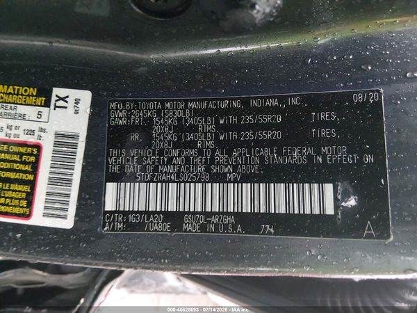 2020 TOYOTA HIGHLANDER PLATINUM