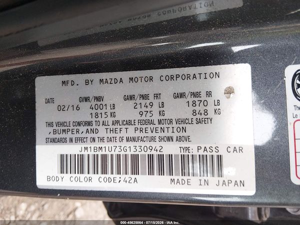2016 MAZDA MAZDA3 I SPORT