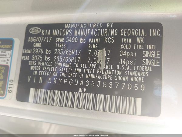 2018 KIA SORENTO 2.4L LX