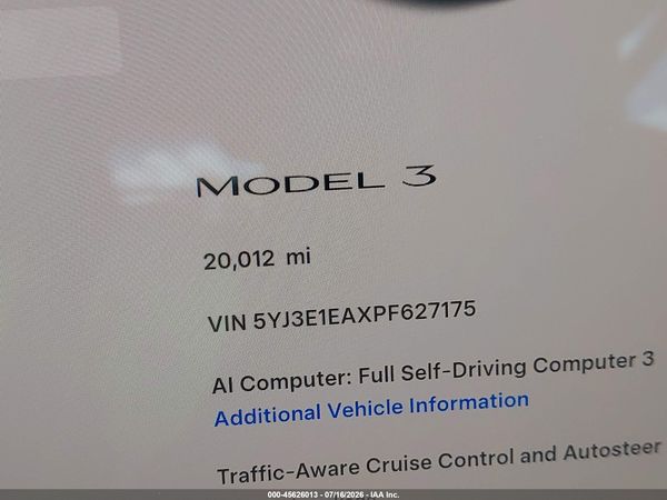 2023 TESLA MODEL 3 REAR-WHEEL DRIVE — I118