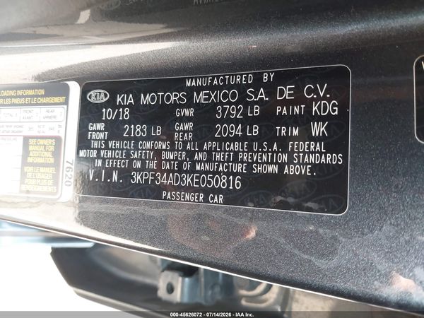 2019 KIA FORTE S