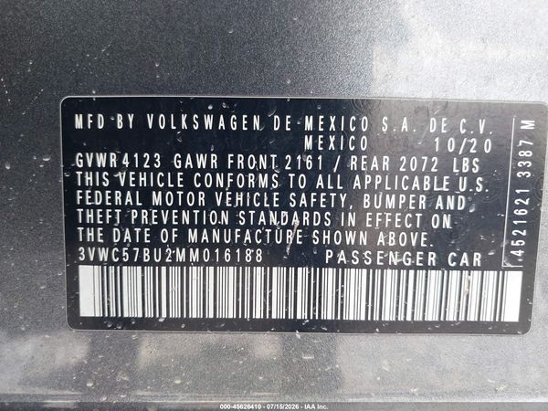 2021 VOLKSWAGEN JETTA 1.4T R-LINE/1.4T SE/S — I9