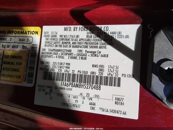 2017 FORD MUSTANG V6