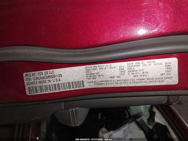 2021 JEEP GRAND CHEROKEE L ALTITUDE 4X4