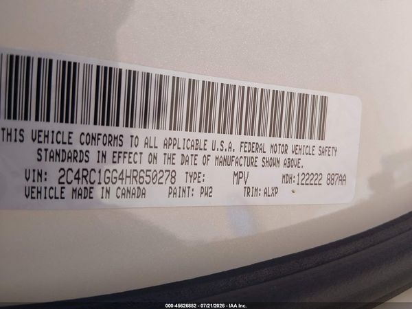 2017 CHRYSLER PACIFICA LIMITED