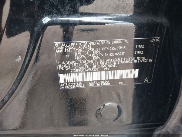 2016 TOYOTA RAV4 LE