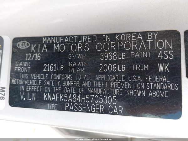 2017 KIA FORTE LX