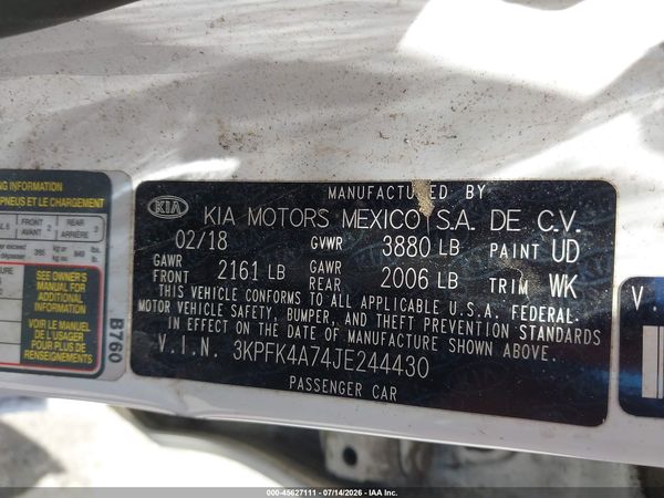 2018 KIA FORTE LX
