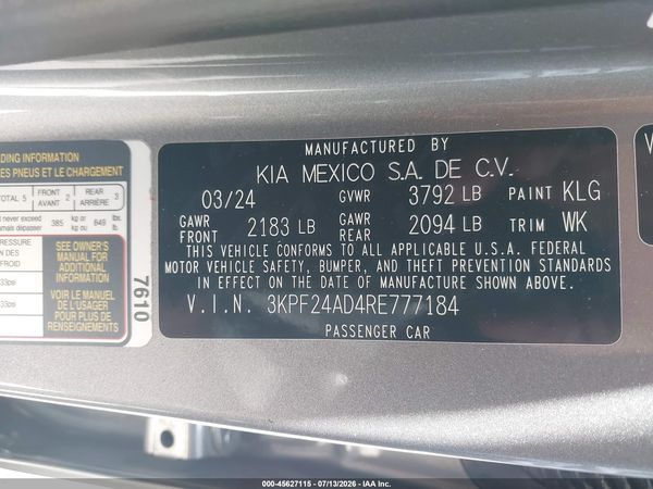 2024 KIA FORTE LXS