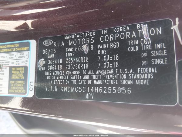 2017 KIA SEDONA EX