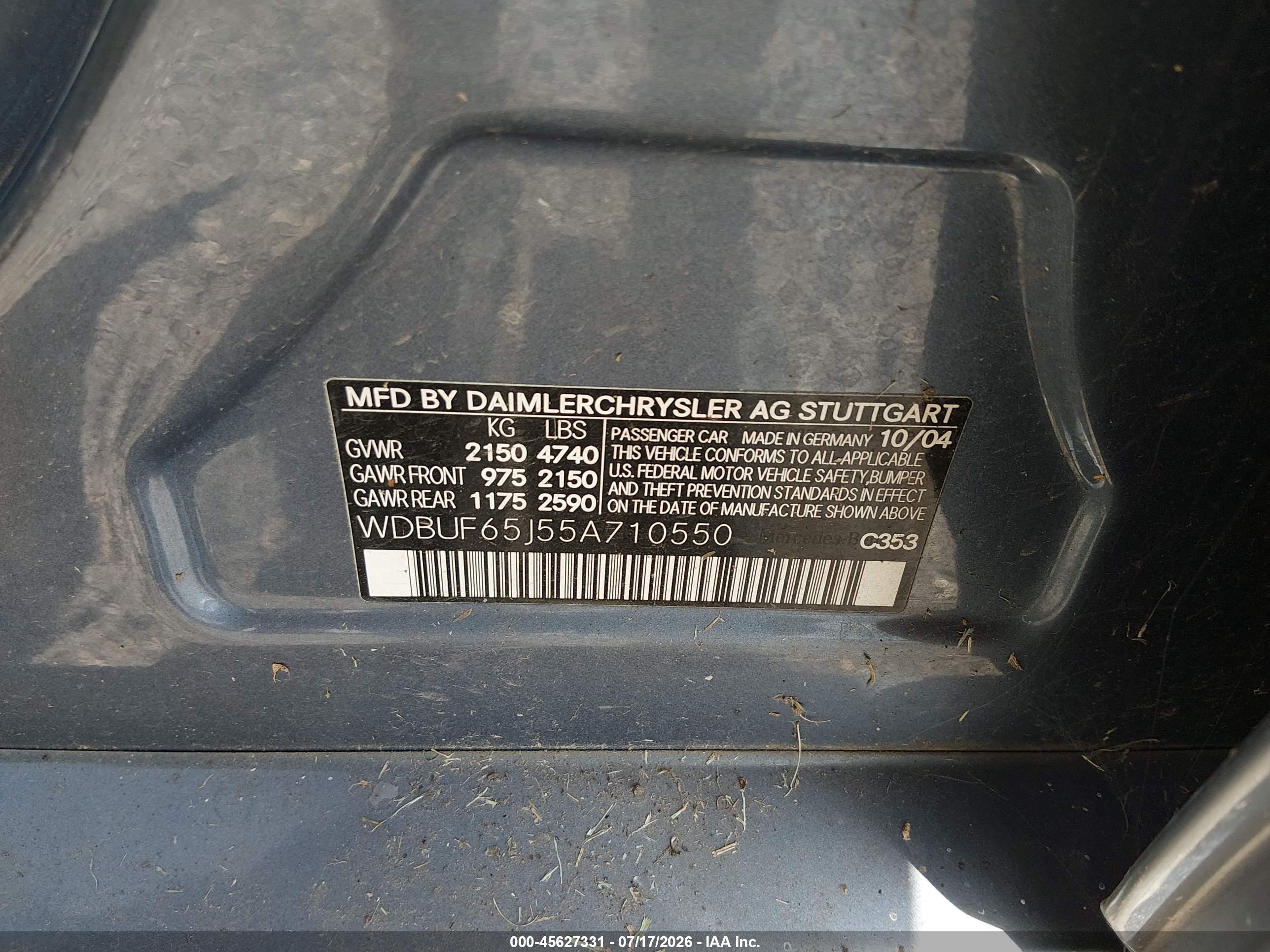 2005 MERCEDES-BENZ E 320 E320