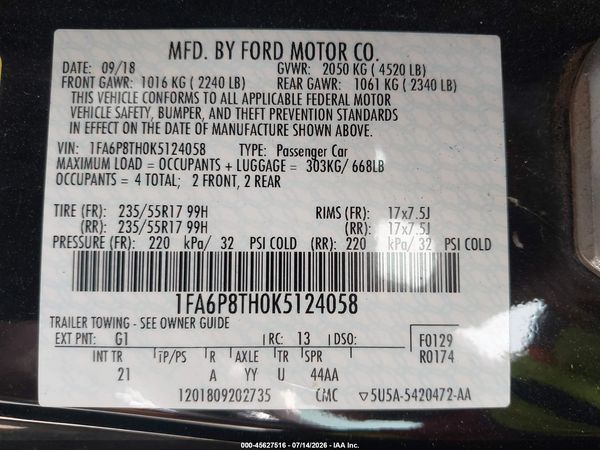 2019 FORD MUSTANG ECOBOOST
