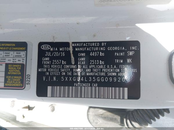 2016 KIA OPTIMA EX