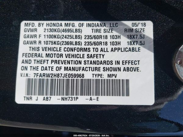 2018 HONDA CR-V EX-L/EX-L NAVI
