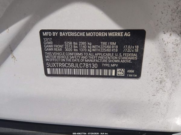 2018 BMW X3 XDRIVE30I