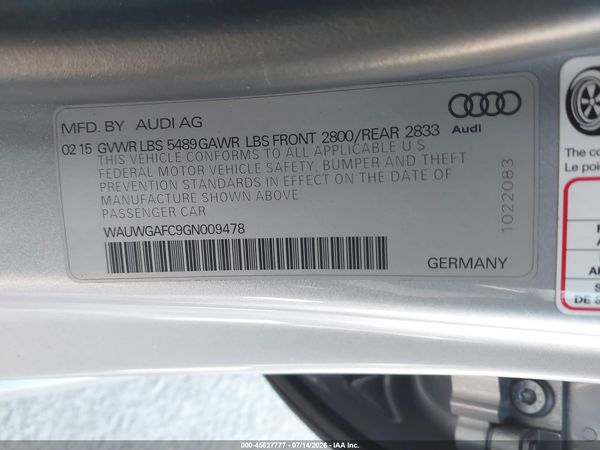 2016 AUDI A7 3.0 PREMIUM PLUS