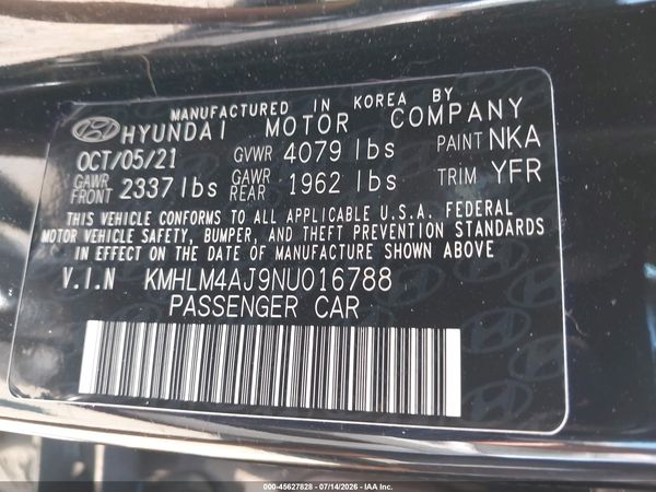 2022 HYUNDAI ELANTRA HYBRID BLUE