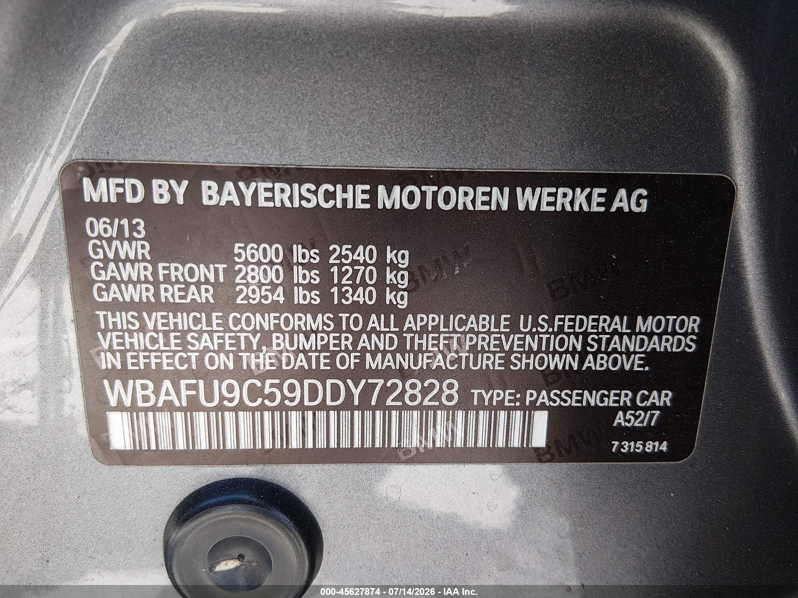 2013 BMW 550I XDRIVE