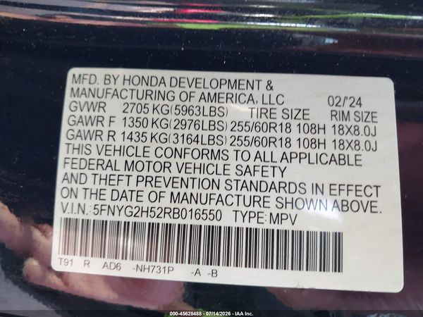 2024 HONDA PILOT EX-L 7 PASSENGER