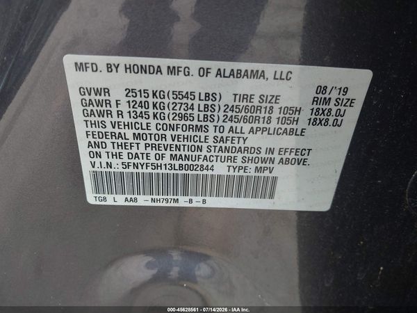 2020 HONDA PILOT 2WD LX
