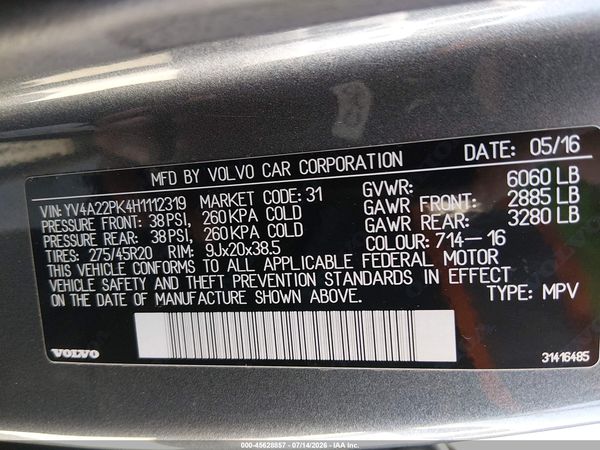 2017 VOLVO XC90 T6 MOMENTUM