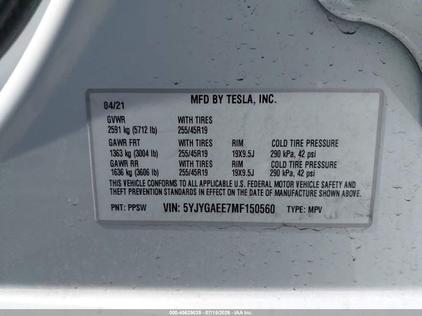 2021 TESLA MODEL Y