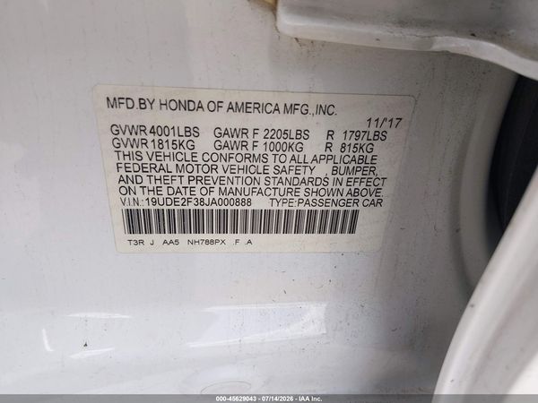 2018 ACURA ILX ACURAWATCH PLUS PACKAGE