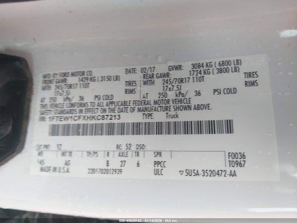 2017 FORD F-150 XL