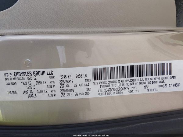2013 DODGE GRAND CARAVAN SE