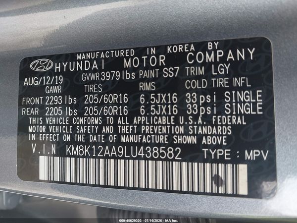 2020 HYUNDAI KONA SE