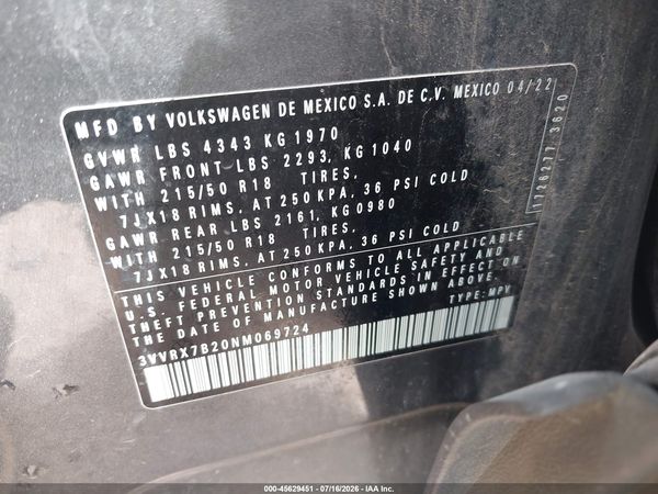 2022 VOLKSWAGEN TAOS 1.5T SE — I9